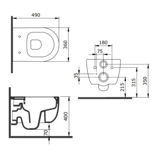 BOCCHI V-TONDO RIMLESS KONZOLNA SOLJA SA DASKOM MAT JASMIN 1417-007-0129 