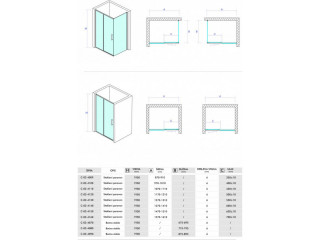 Concept tus paravan project 120x195cm 6mm providno staklo C-02-1200 