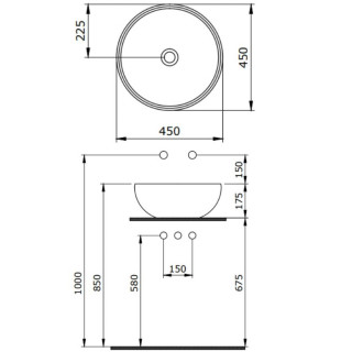 BOCCHI LAVABO - VENEZIA F45cm 1119-006-0125 sivi mat 