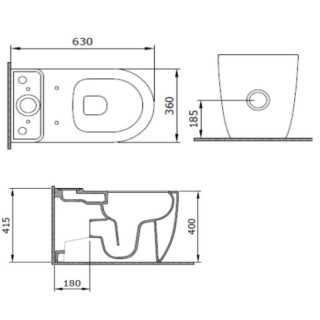 BOCCHI MONOBLOK VENEZIA BTW 1529-004-0129 + 1465-004-0120 CRNI MAT 